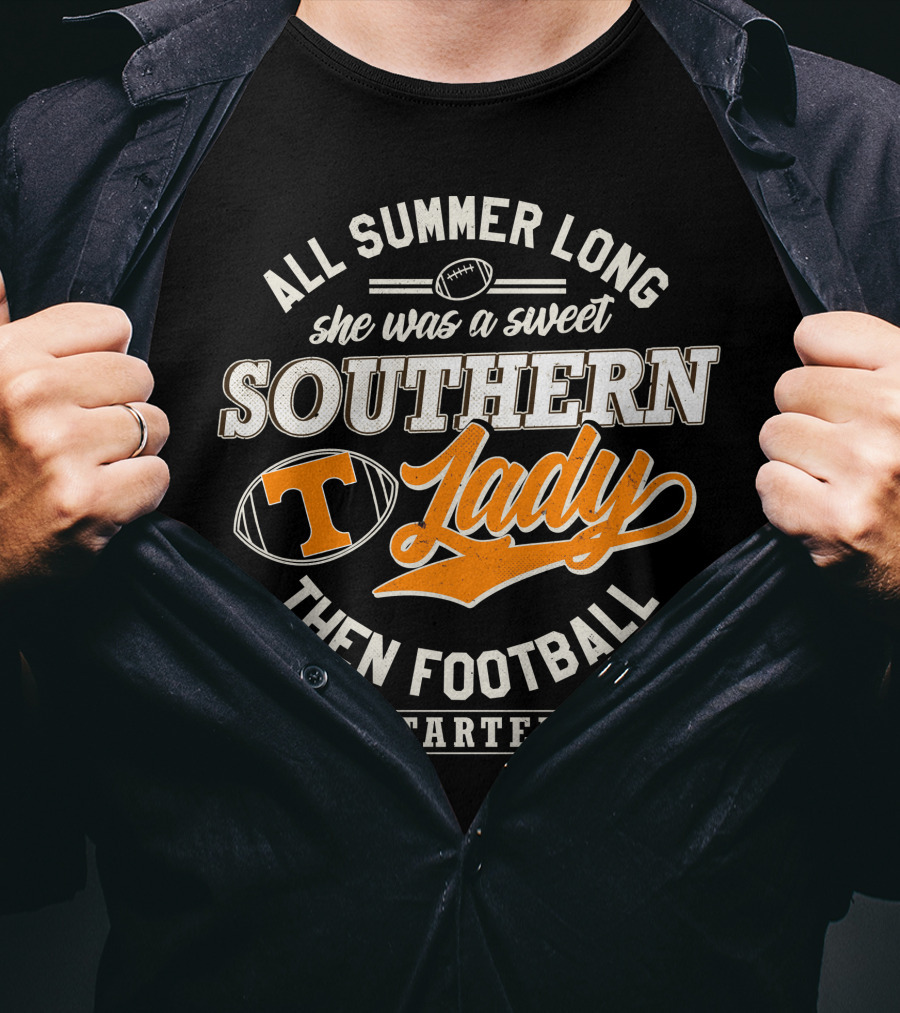 All Summer Long Sweet Southern Lady Football Tennessee Vols T-Shirt