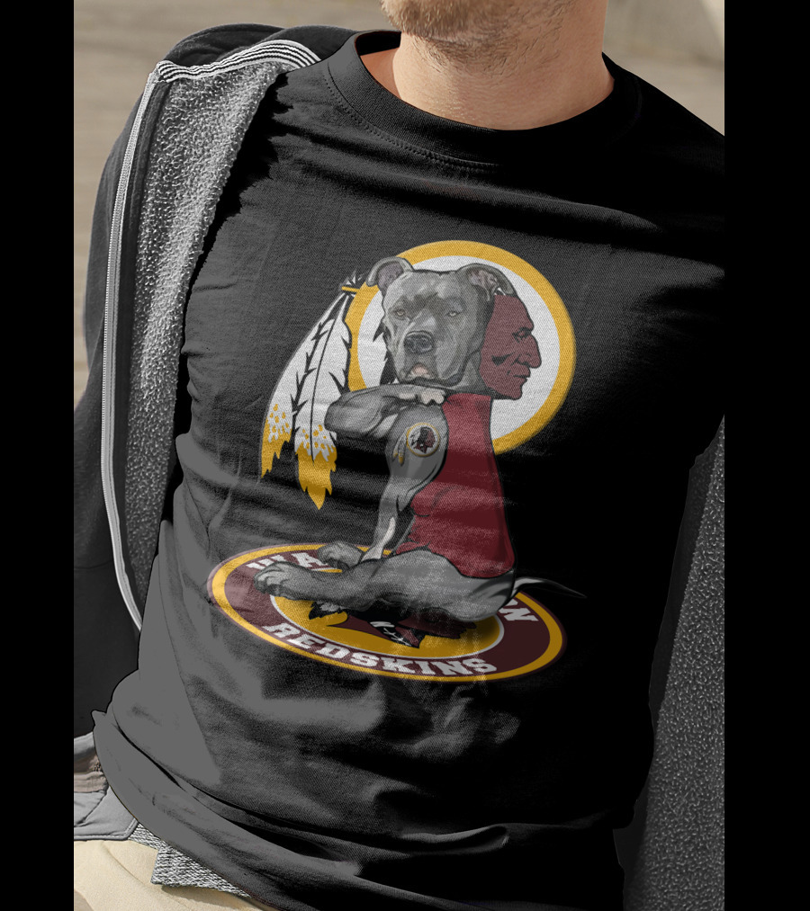 Washington Redskins Dog With Feather T-Shirt