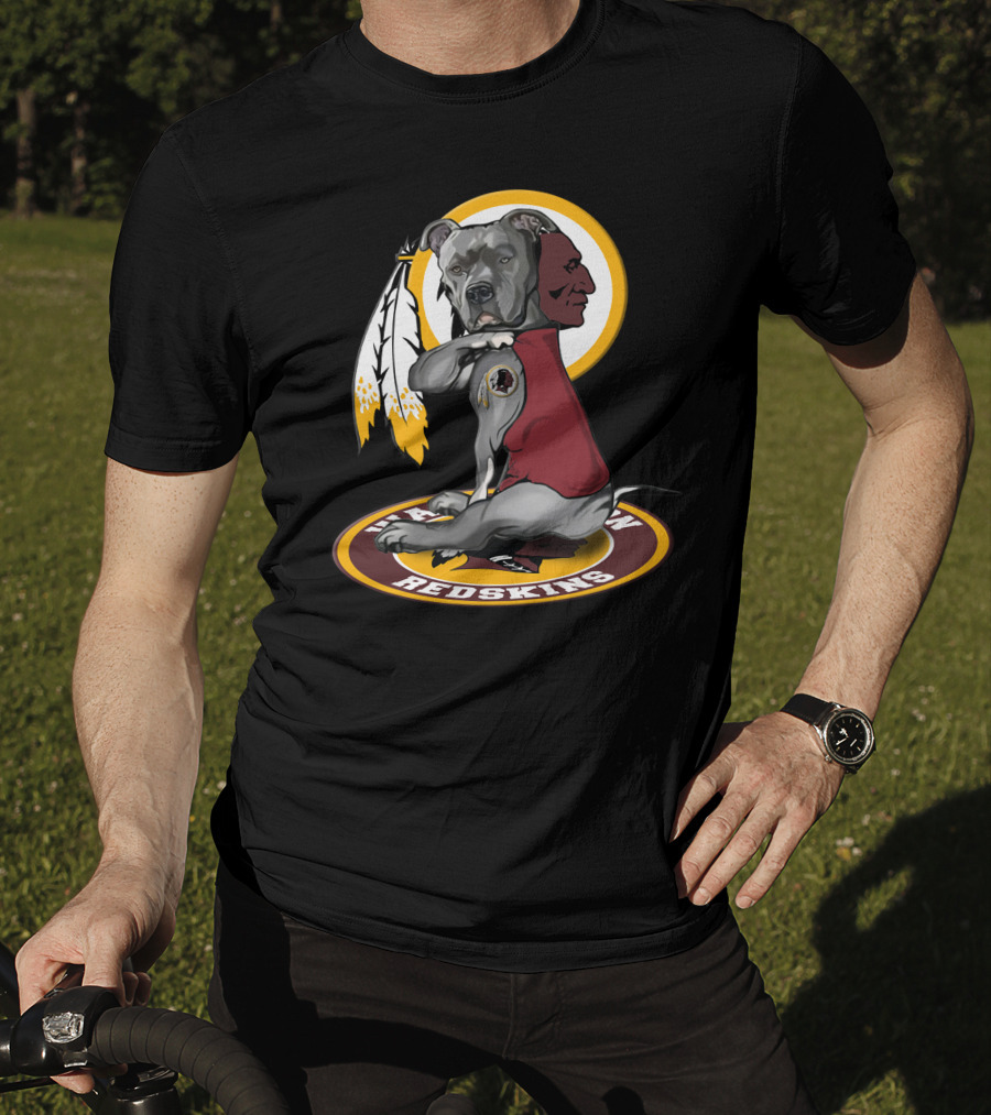 Washington Redskins Dog With Feather T-Shirt