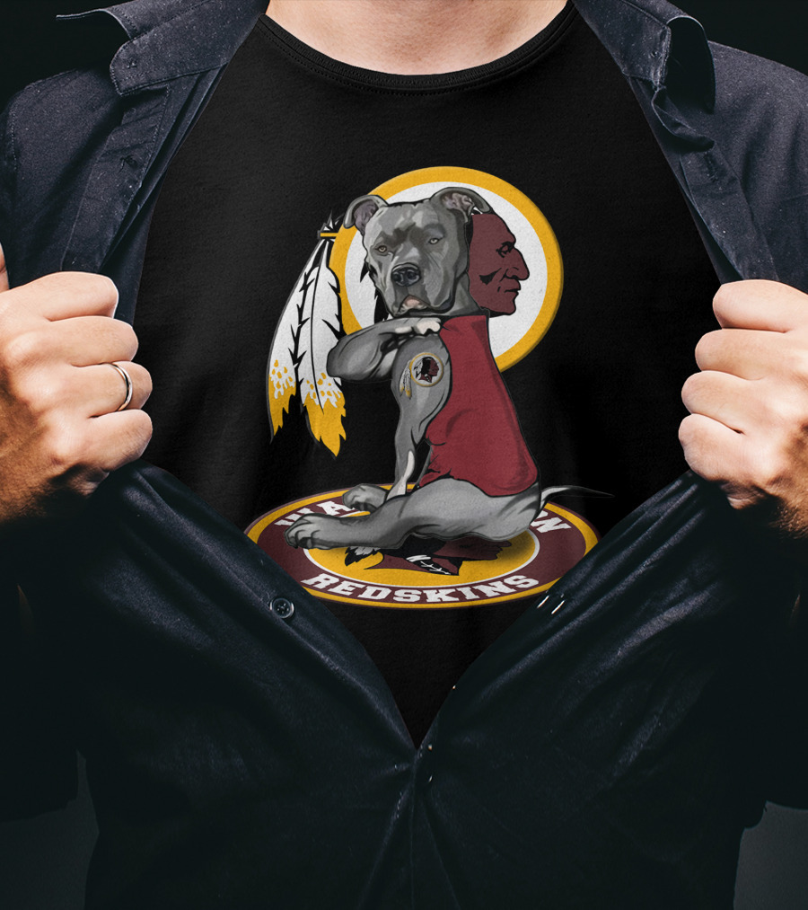 Washington Redskins Dog With Feather T-Shirt