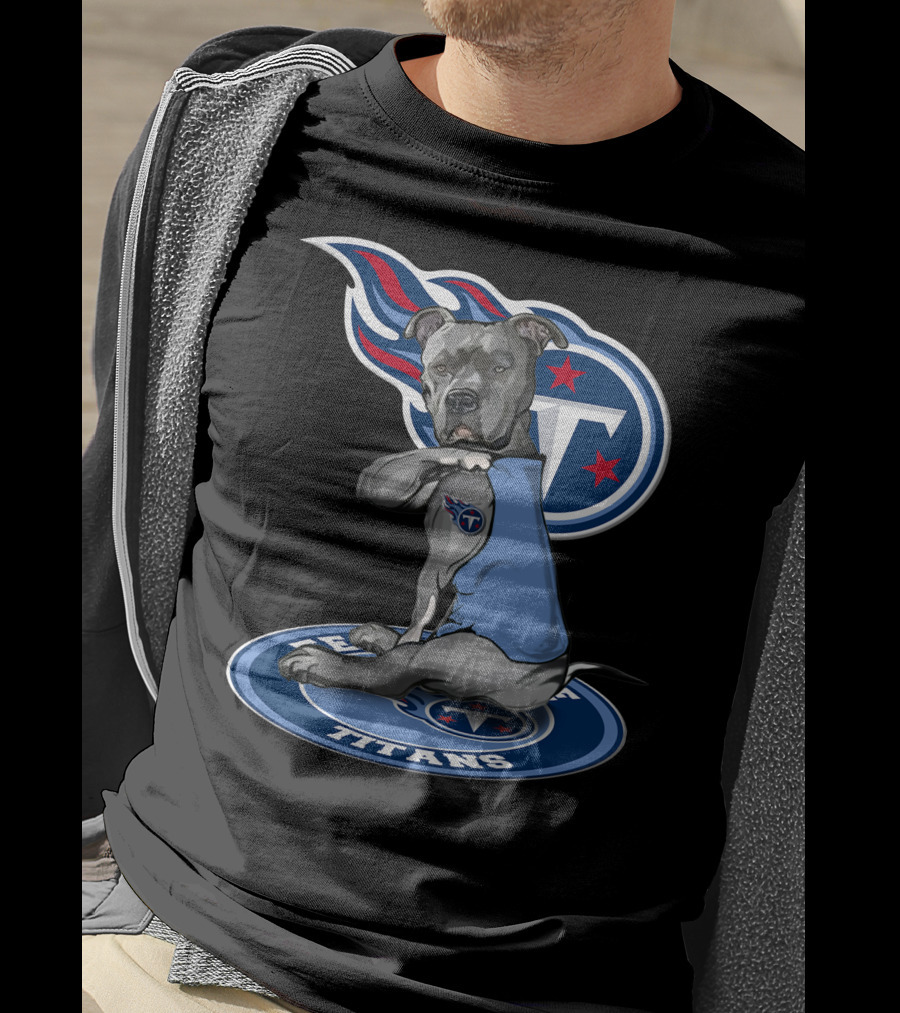 Tennessee Titans Dog With Logo And Stars T-Shirt