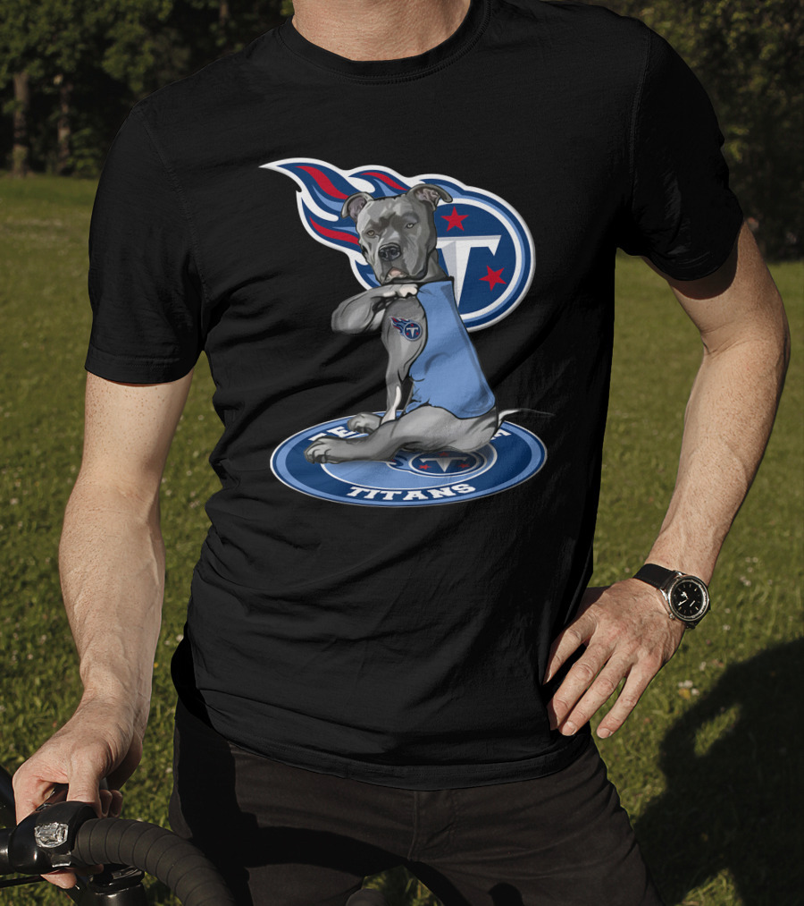 Tennessee Titans Dog With Logo And Stars T-Shirt
