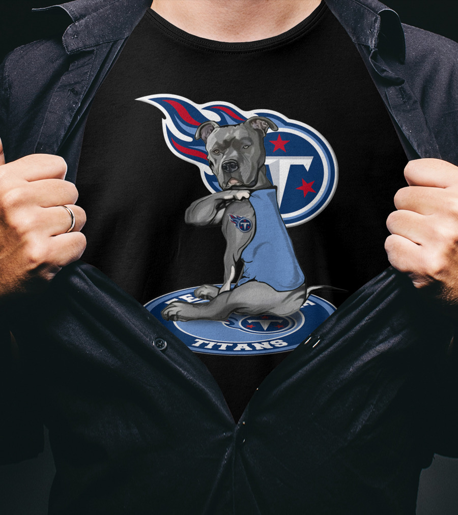 Tennessee Titans Dog With Logo And Stars T-Shirt