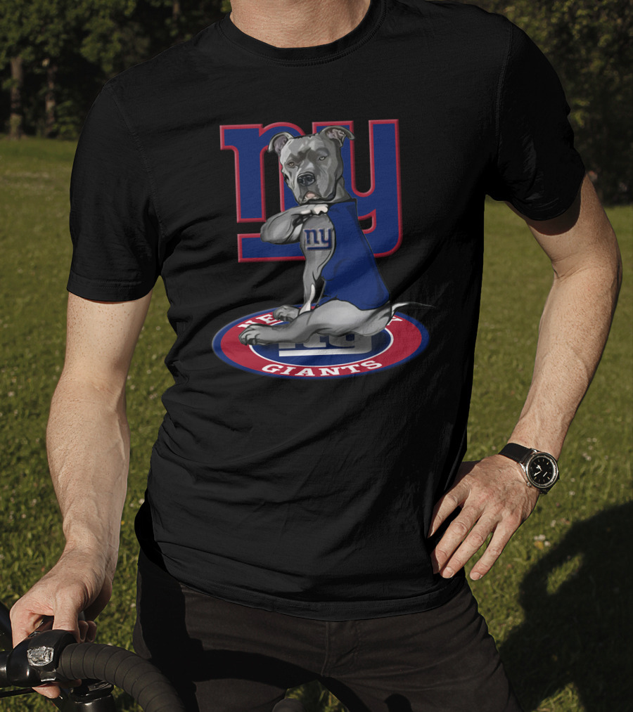 NY Giants Football Dog Mascot 21 Blue And Red T-Shirt