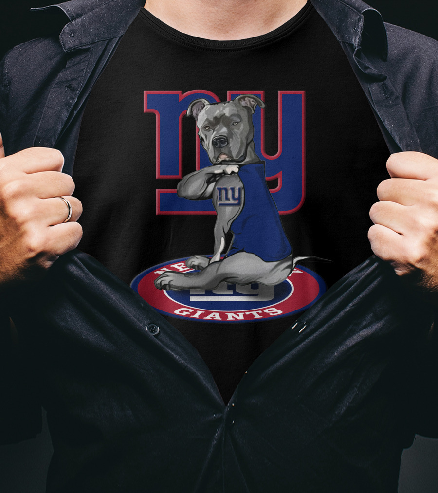 NY Giants Football Dog Mascot 21 Blue And Red T-Shirt