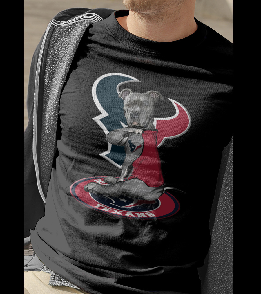 Houston Texans Dog Mascot With Team Logo And Red Outfit T-Shirt