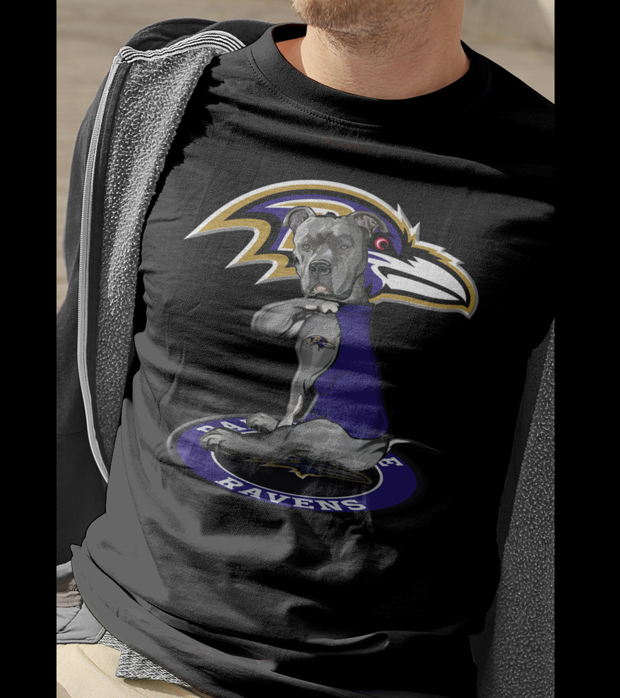 Baltimore Ravens Dog With Team T-Shirt