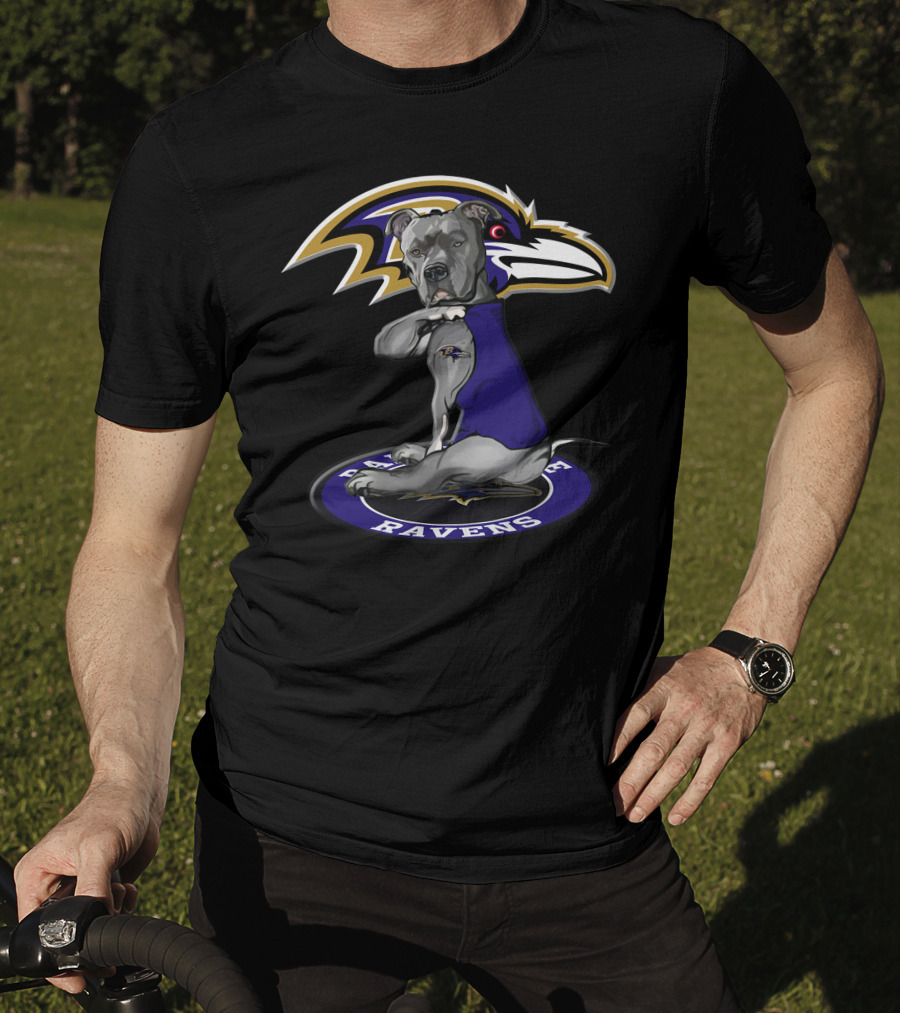 Baltimore Ravens Dog With Team T-Shirt