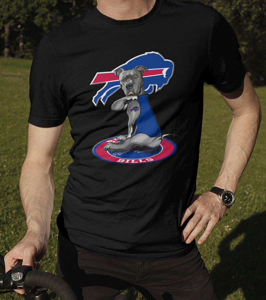 Buffalo Bills Dog With Team Logo And Colors T-Shirt