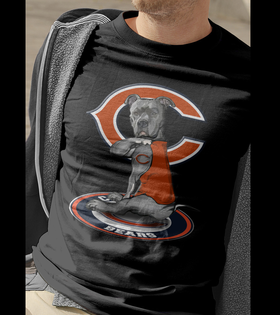 Chicago Bears Dog With Orange Jersey T-Shirt