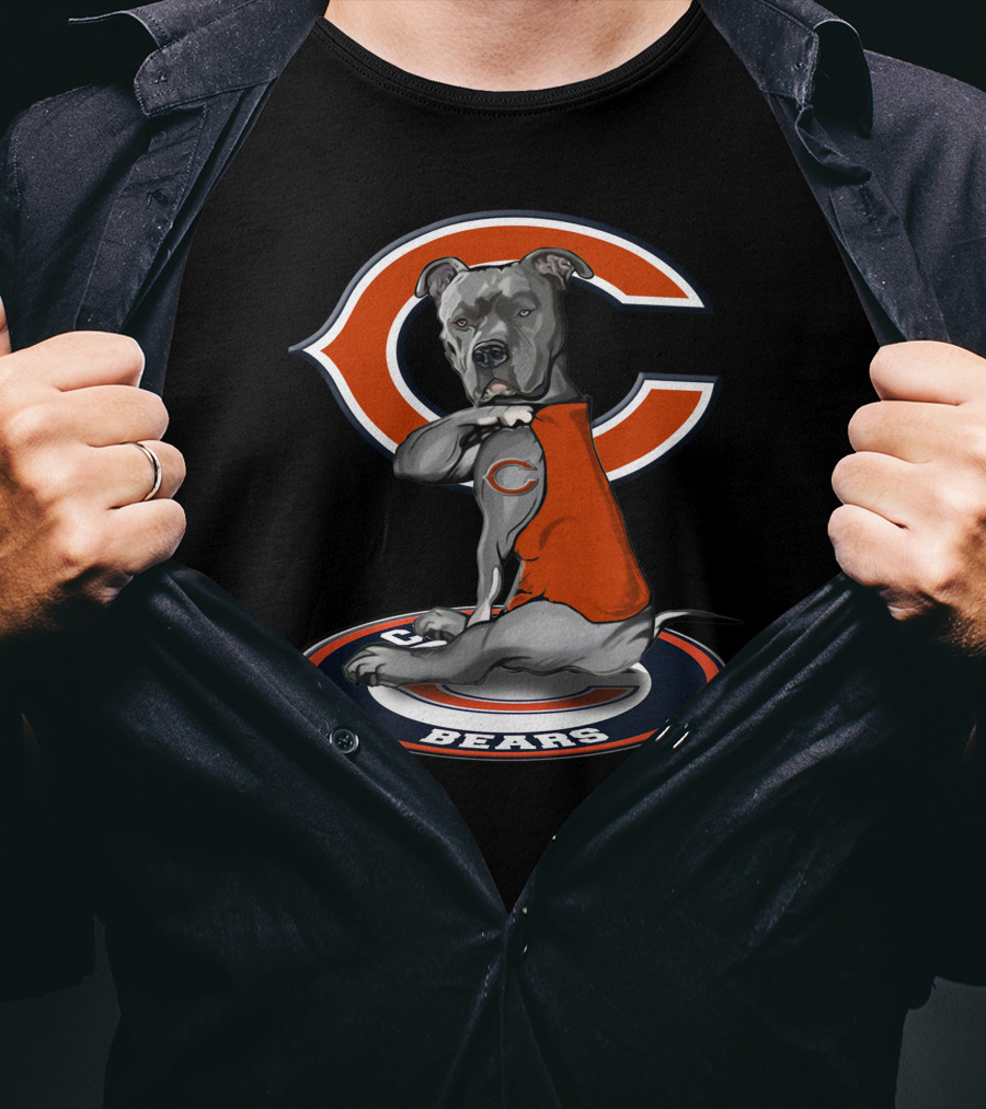 Chicago Bears Dog With Orange Jersey T-Shirt