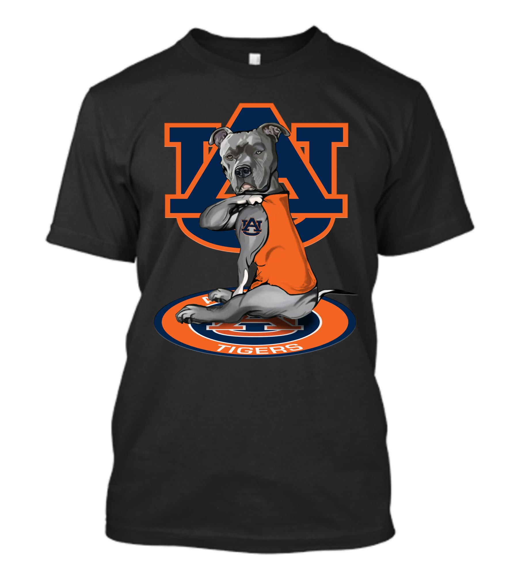 Auburn Tigers Logo Dog Wearing Orange Jersey T-Shirt
