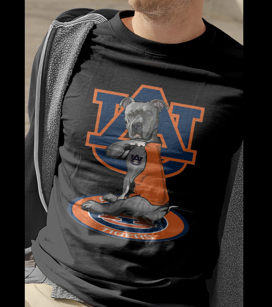 Auburn Tigers Logo Dog Wearing Orange Jersey T-Shirt