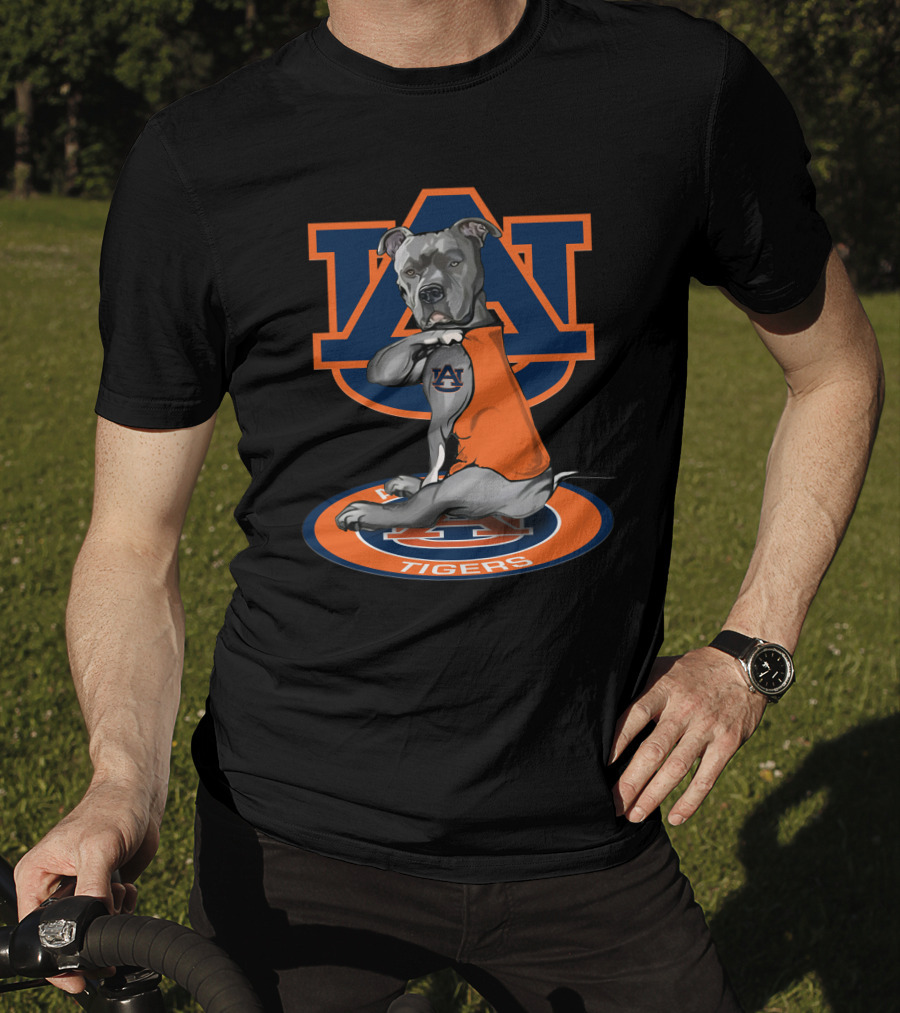 Auburn Tigers Logo Dog Wearing Orange Jersey T-Shirt