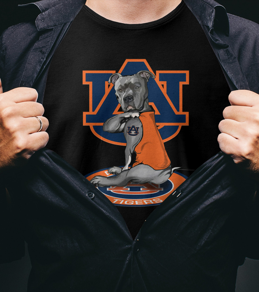 Auburn Tigers Logo Dog Wearing Orange Jersey T-Shirt