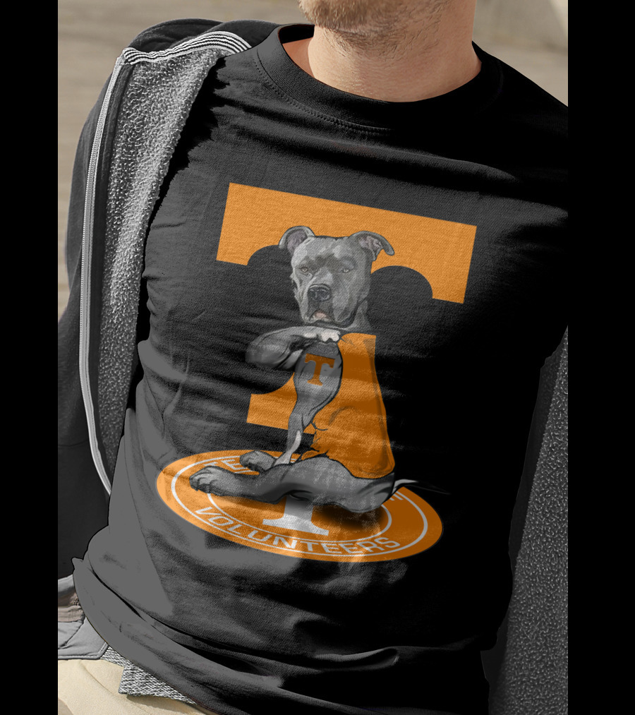 Tennessee Volunteers Dog In Orange T-Shirt With Power T T-Shirt