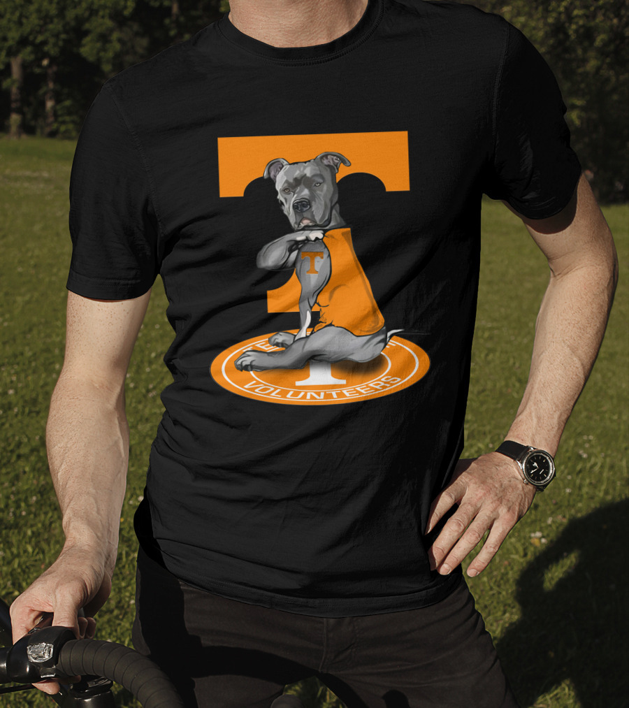 Tennessee Volunteers Dog In Orange T-Shirt With Power T T-Shirt