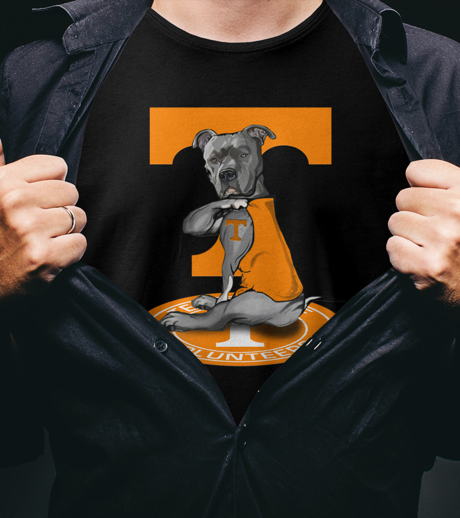 Tennessee Volunteers Dog In Orange T-Shirt With Power T T-Shirt