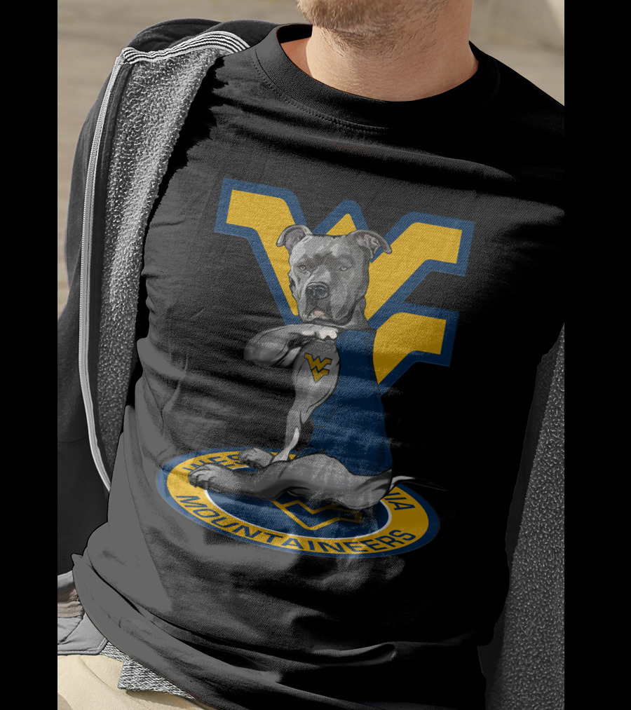 West Virginia Mountaineers Dog With Logo And Team Colors T-Shirt