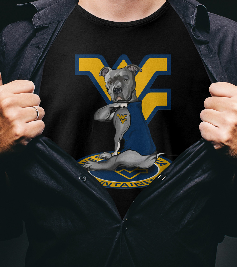 West Virginia Mountaineers Dog With Logo And Team Colors T-Shirt