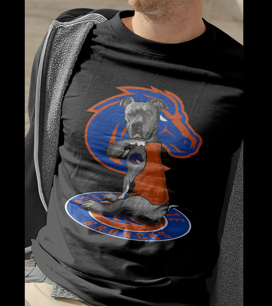 Boise State Broncos 23 Bulldog With Bronco Tattoo T-Shirt