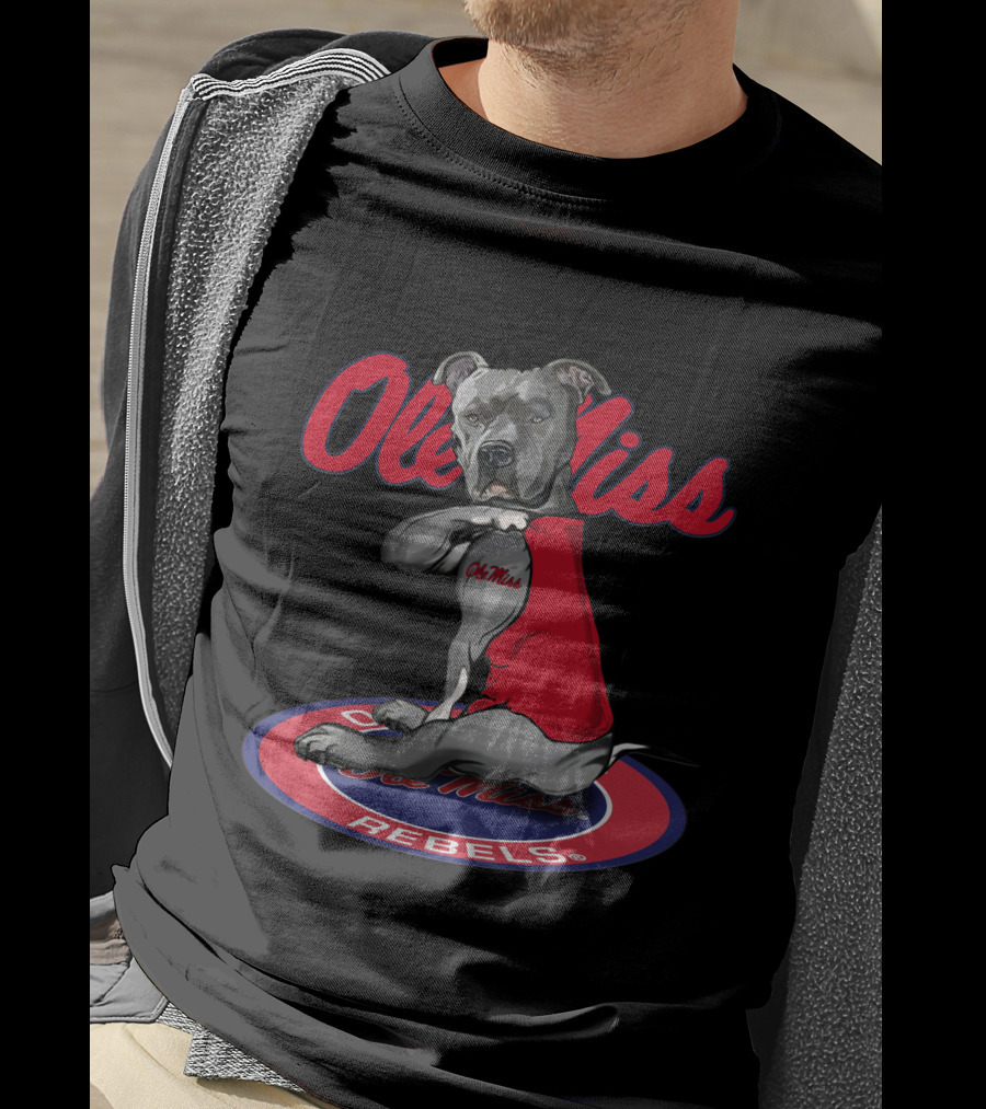 Ole Miss Rebels Bulldog Mascot In Red Vest T-Shirt
