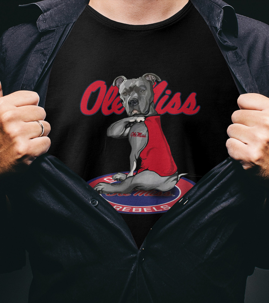 Ole Miss Rebels Bulldog Mascot In Red Vest T-Shirt