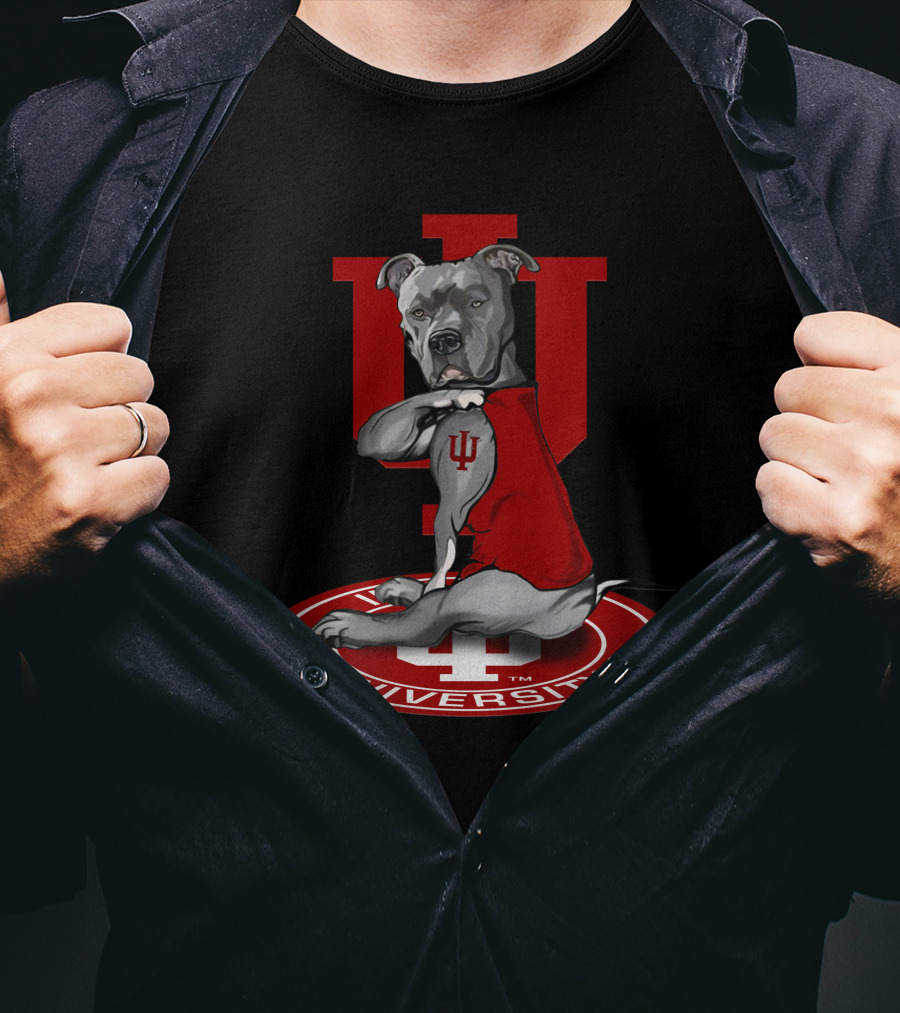 Indiana Hoosiers Dog In Red Vest On Iu T-Shirt