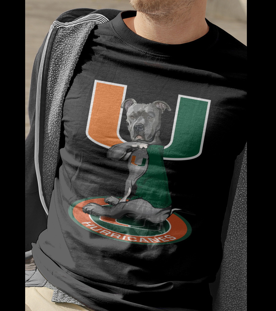 Miami Hurricanes Dog Mascot With U T-Shirt