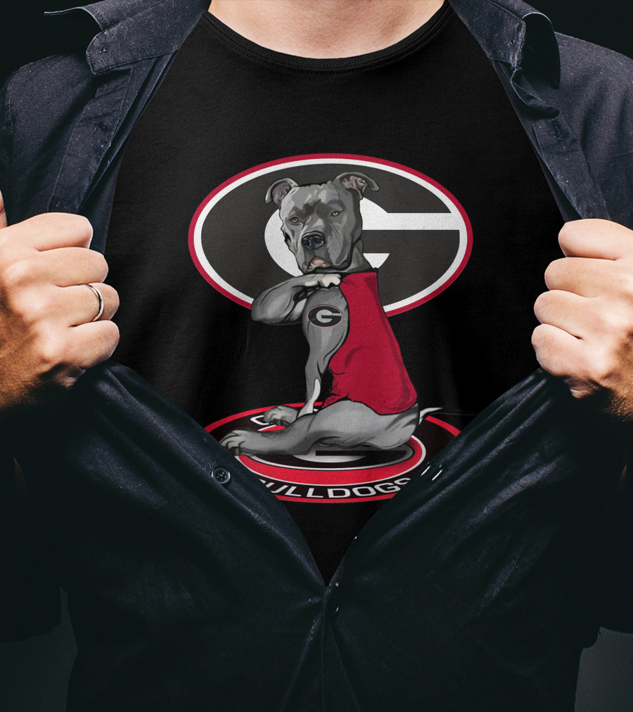 Georgia Bulldogs G Logo With Dog In Red Vest T-Shirt