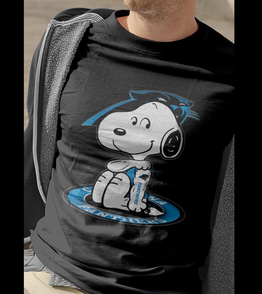 Snoopy Carolina Panthers Blue Football Fan T-Shirt