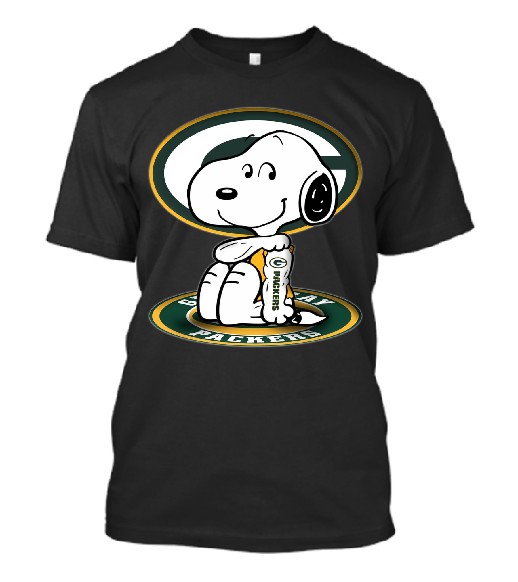 Snoopy Holding Green Bay Packers Logo Football Jerseys T-Shirt