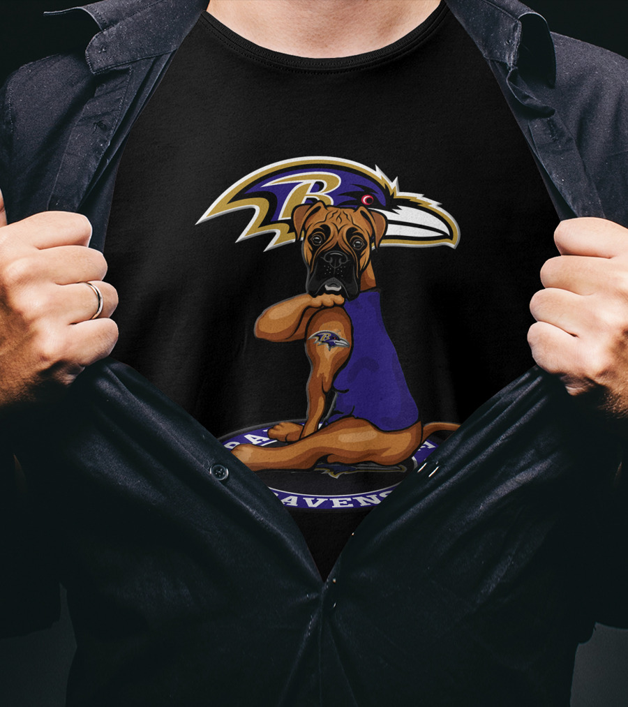 Baltimore Ravens Dog With Logo And Tattoo T-Shirt