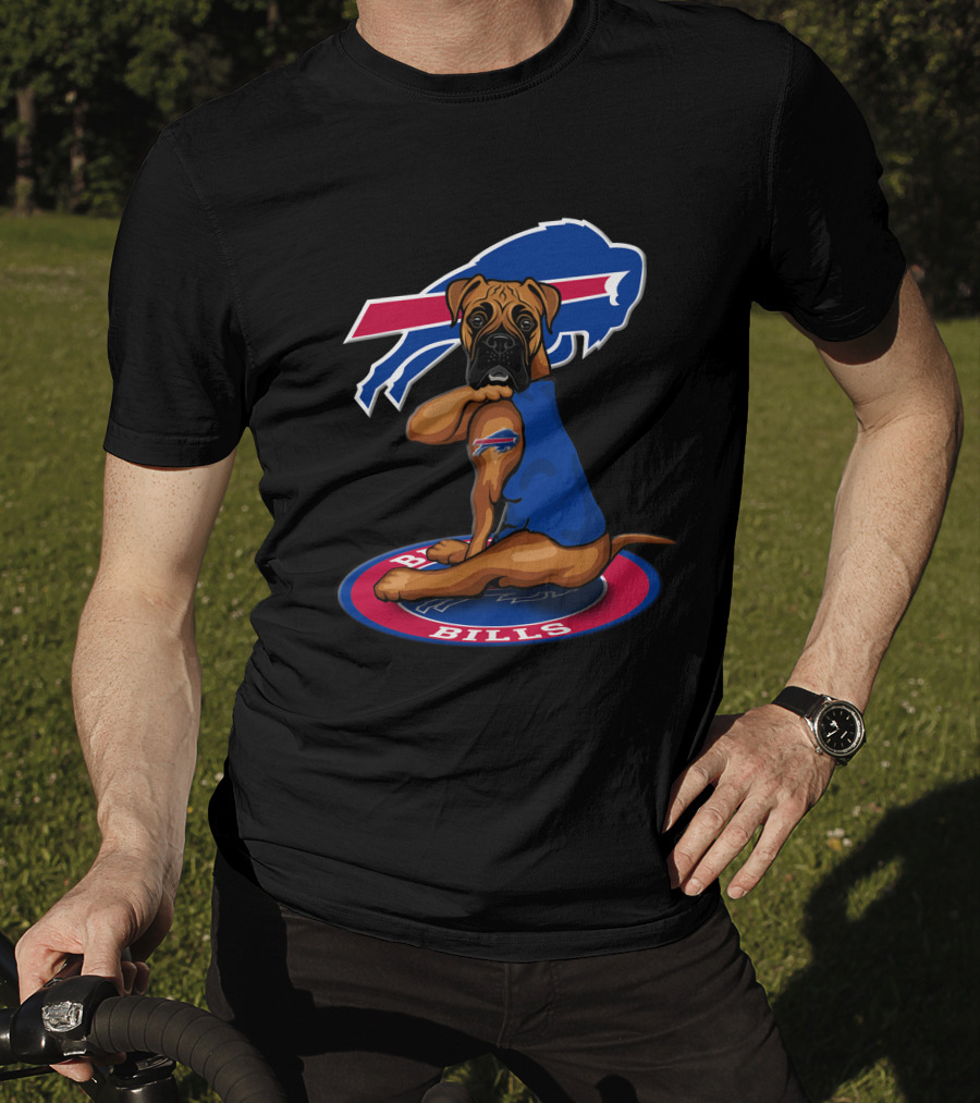 Buffalo Bills Dog Mascot With Team Logo And Jersey T-Shirt