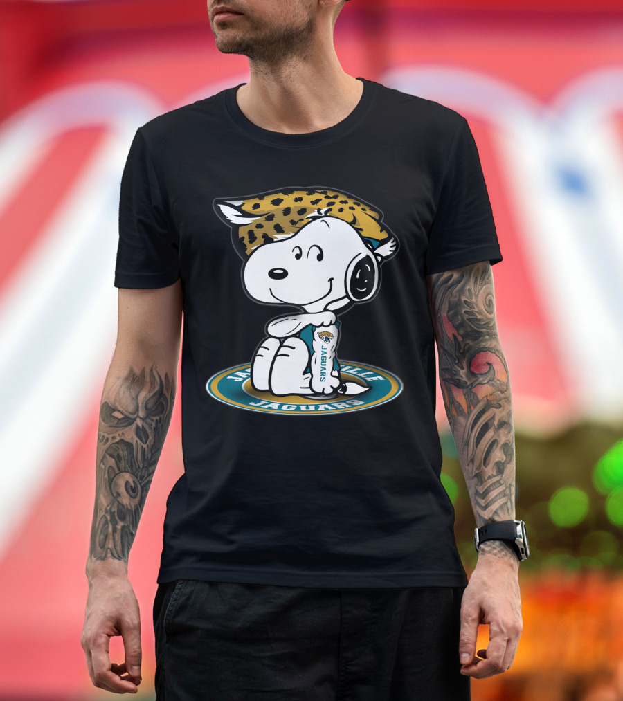 Snoopy Wearing Jacksonville Jaguars Gear With Jaguars Helmet T-Shirt