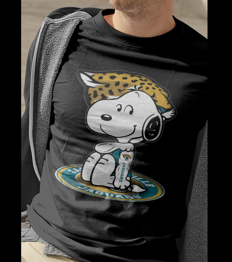 Snoopy Wearing Jacksonville Jaguars Gear With Jaguars Helmet T-Shirt