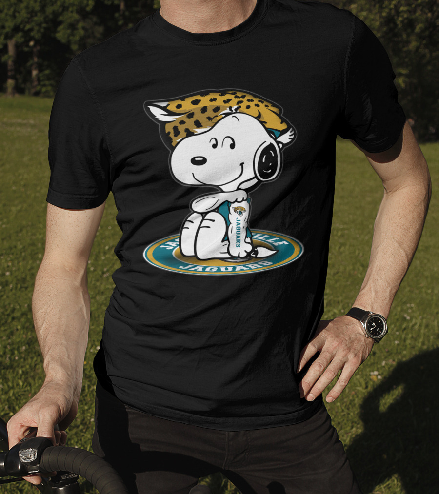 Snoopy Wearing Jacksonville Jaguars Gear With Jaguars Helmet T-Shirt