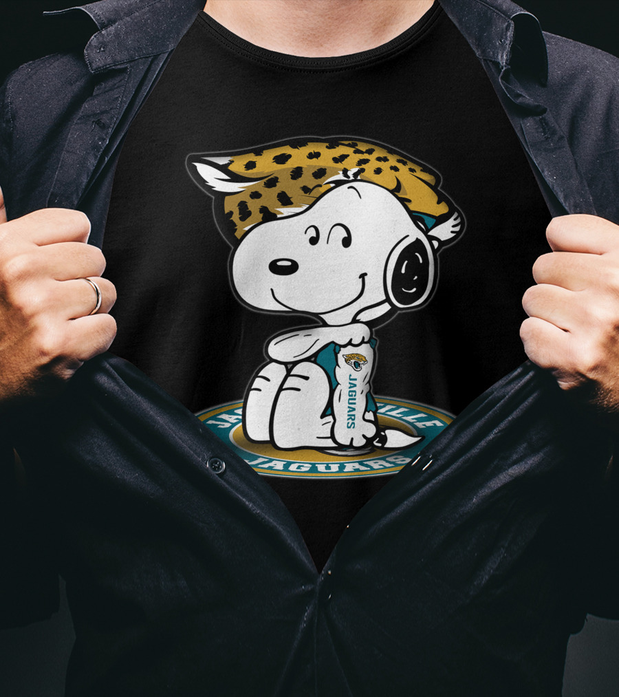 Snoopy Wearing Jacksonville Jaguars Gear With Jaguars Helmet T-Shirt