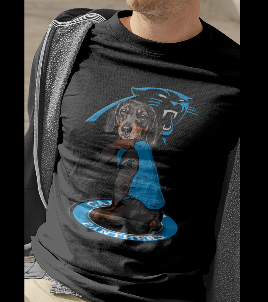 Carolina Panthers Dog With Logo And Blue Jersey T-Shirt