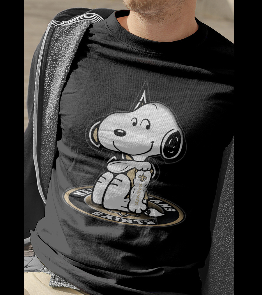 Snoopy Hugging New Orleans Saints Logo Nfl Fan Gear T-Shirt