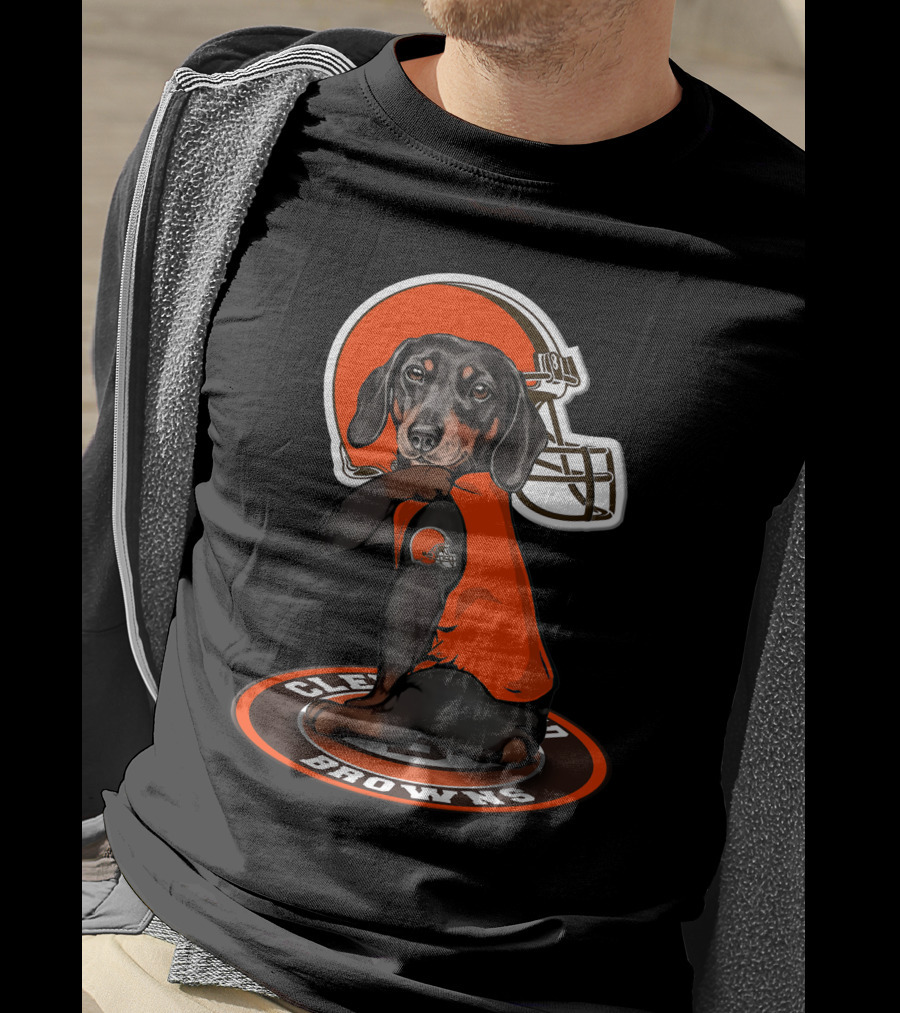 Cleveland Browns Dog In Football Helmet And Jersey T-Shirt