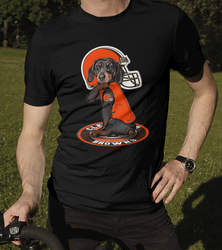 Cleveland Browns Dog In Football Helmet And Jersey T-Shirt