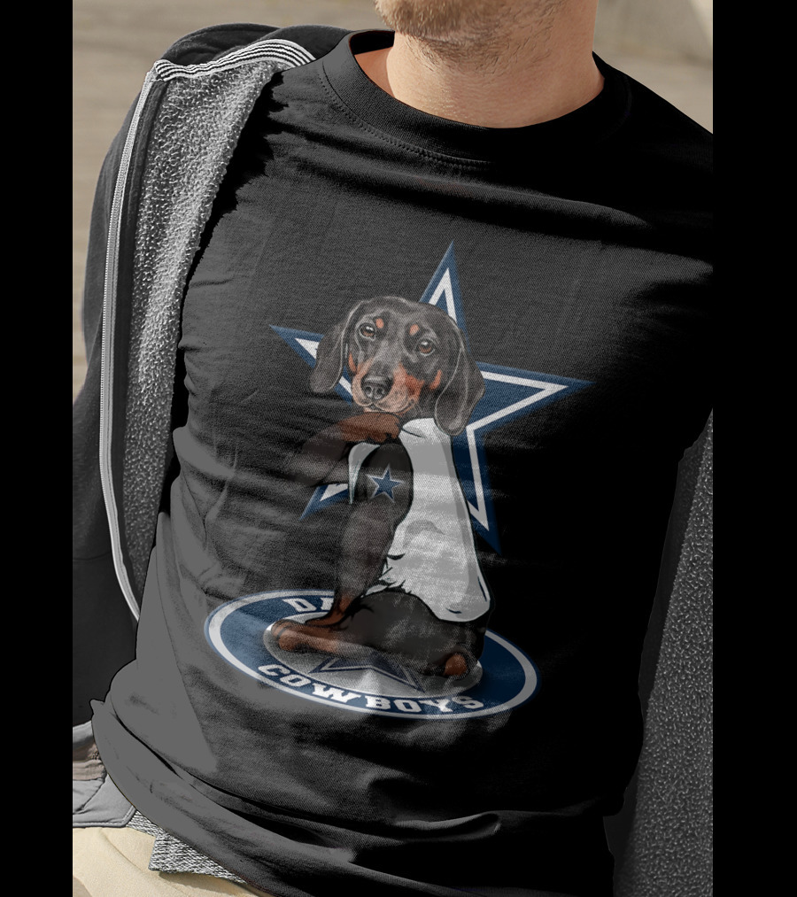 Dachshund With Dallas Cowboys Star T-Shirt