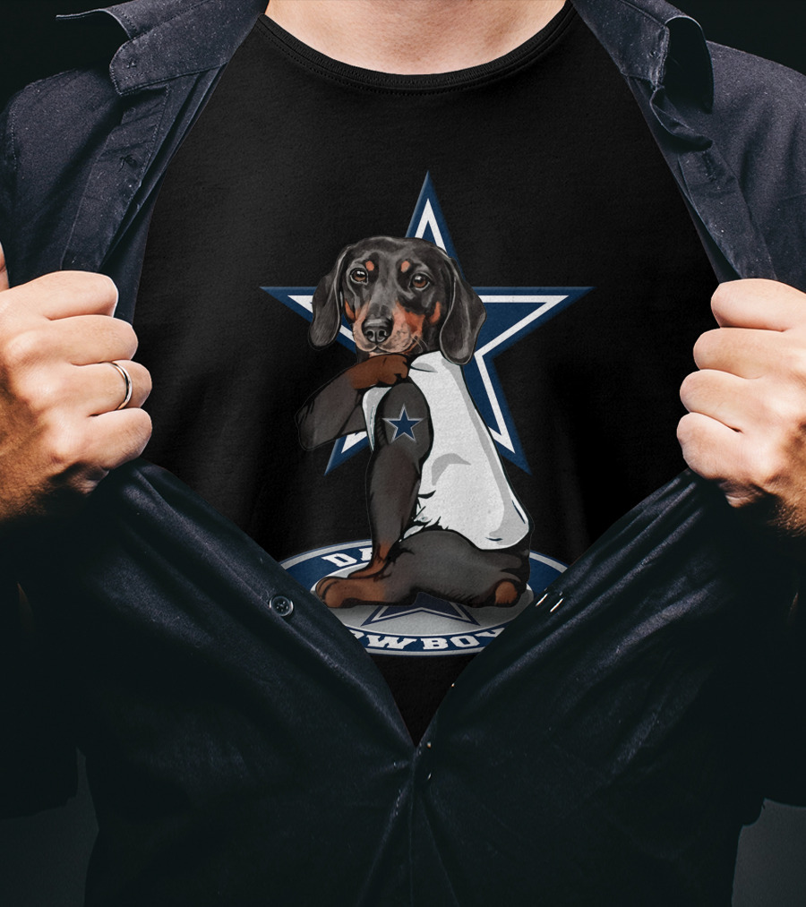 Dachshund With Dallas Cowboys Star T-Shirt