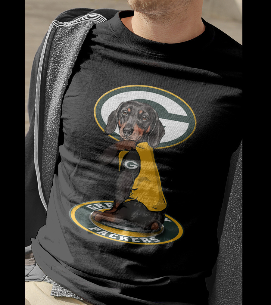 Green Bay Packers Dog With Yellow Jersey And Team T-Shirt