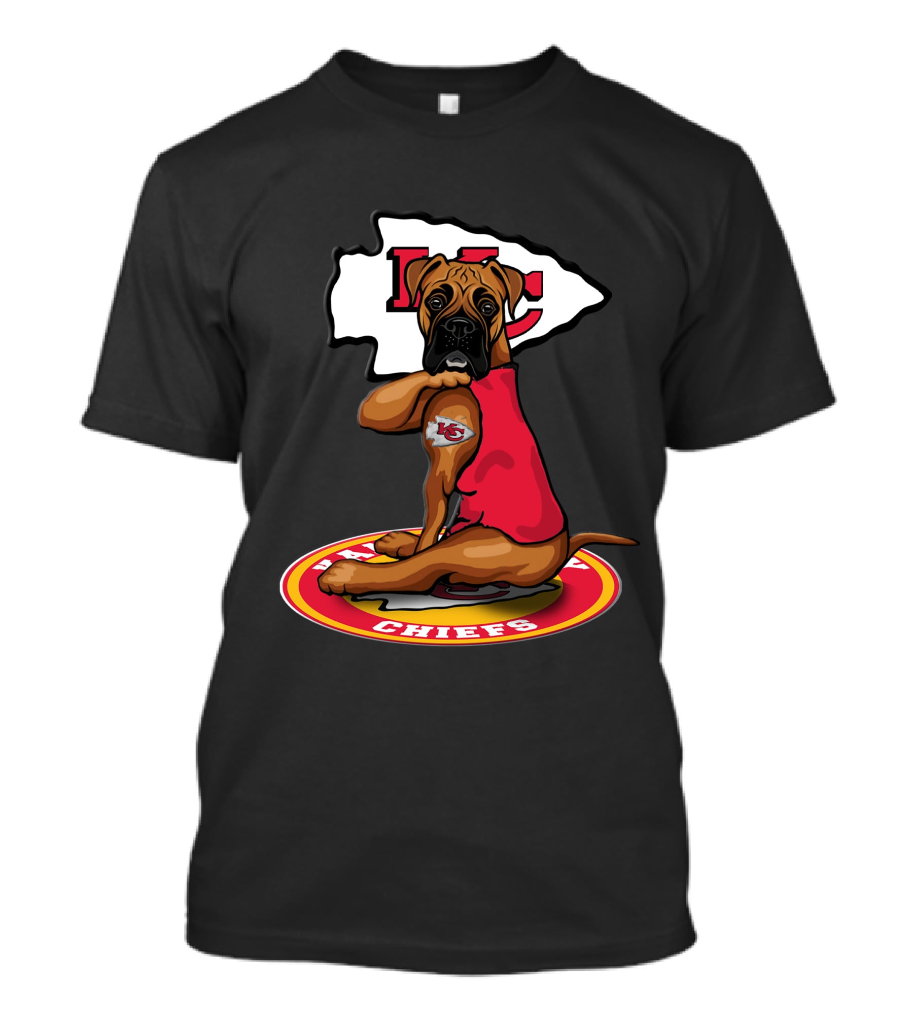 Kansas City Chiefs Dog In Team Jersey With Arrowhead T-Shirt