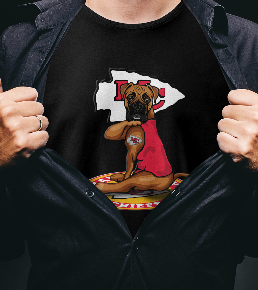 Kansas City Chiefs Dog In Team Jersey With Arrowhead T-Shirt
