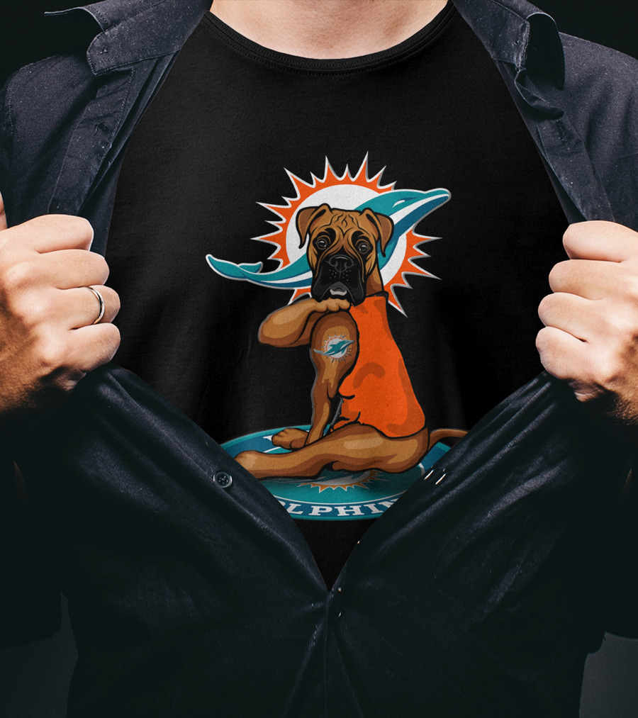 Miami Dolphins Boxer Dog T-Shirt