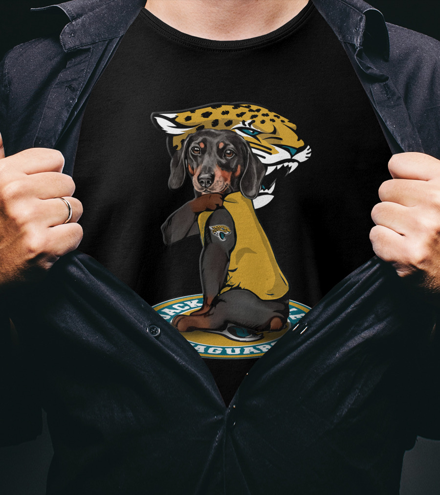 Jacksonville Jaguars Dachshund Dog In Team Logo T-Shirt