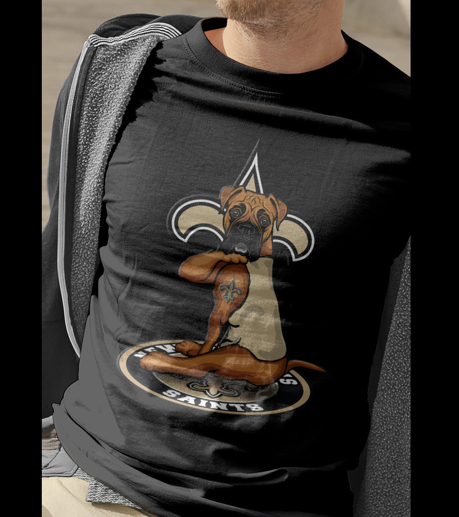 New Orleans Saints Dog Fleur-De-Lis Tattoo T-Shirt